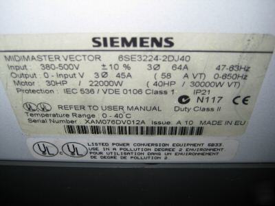 Siemens midimaster vector 6SE3224-2DJ40 30HP 30 hp