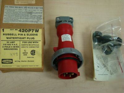 Hubbell pin & sleeve watertight plug 420P7W, =