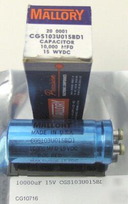 Mallory 10,000MFD 15WVDC electrolytic capacitor-300 pcs