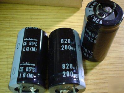 New 50 nichicon 200V 820UF snap-in capacitors 