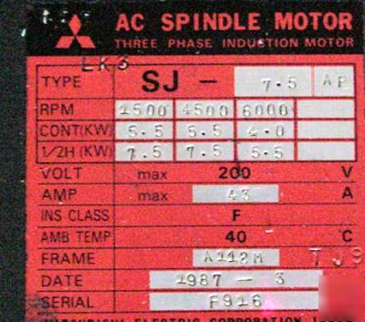 Mitsubishi mazak ac spindle drive motor sj-7.5 ap SJ7.5