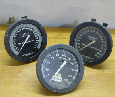 5PC lot oxygen meters gauges 0-250 inches of water nice