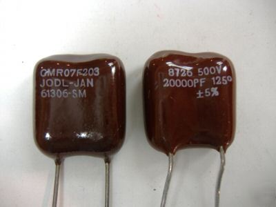 Lot of 5 - 20000PF 500V, 5% capacitor, mil-spec jan