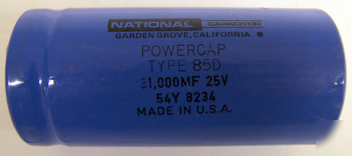 New national capacitor 31000 mf 25V powercap 85D
