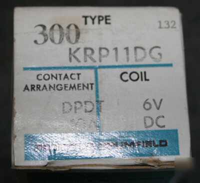 Potter & brumfield dpdt 6VDC 10A relay type 300 KRP11DG