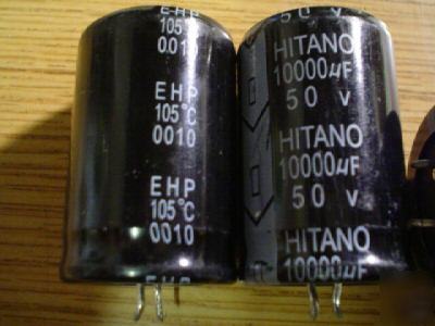 New 2 hitano 50V 10000UF 105C snap in capacitors 