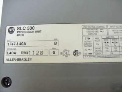 Allen bradley slc 500 1747-L40A processor unit & 2SLOT 