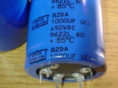 10 ucc 450V 1000UF 5 lead snap in capacitors rare 