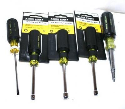 3 klein nut drivers & 2 screwdrivers electrician tools