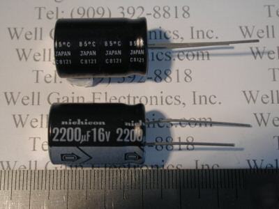 New nichicon 2,200UF 16V 85C electrolytic capacitor 