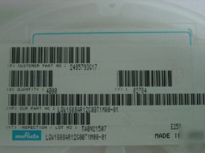 Murata smd inductor LQW1608AR12G 120NH 2% 4000PCS reel