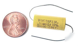 Polyester film capacitors ~ .33MFD (.33UF) 80V 10% (25)