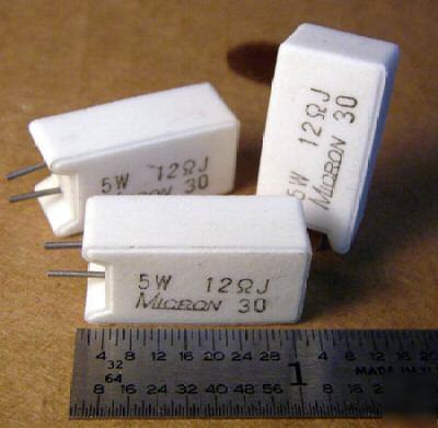 12 ohm 5% @ 5W wirewound micron resistors (25 pcs)