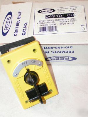 Rees rotary contact selector w/latch 4 pole 2 position
