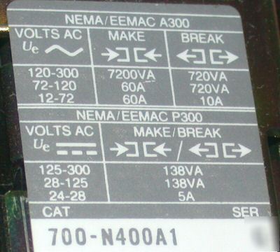 Very nice allen bradley relay control model# 700-N400A1