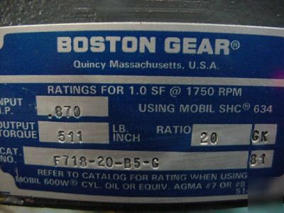 New boston gear 718 speed reducer gearbox 20:1 ratio