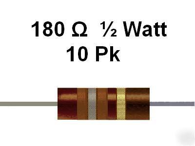 180 ohm 1/2 watt 5% carbon comp resistors (10PCS)