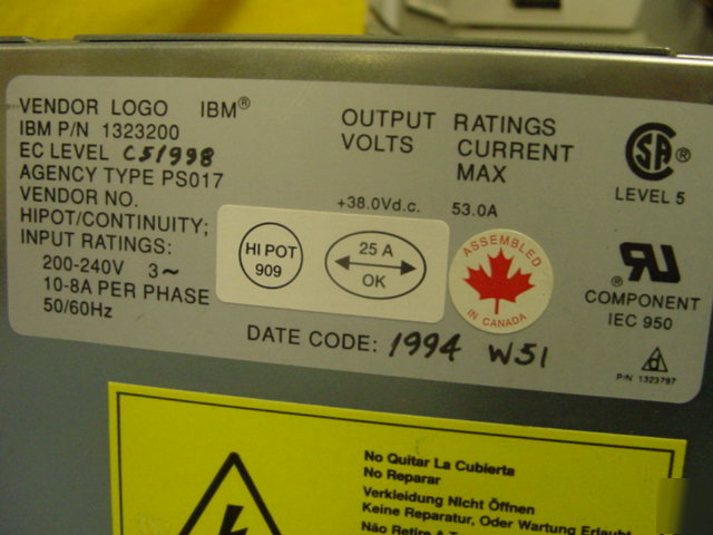 Ibm 9392 power supply model 1323200