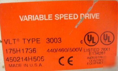 Danfoss variable speed drive vlt 3003 175H1736 500V