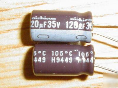 200PC 35V 120UF nichicon radial capacitors low esr 105C