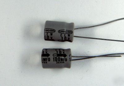 100UF 10 volt radial electrolytic capacitors lot of 2