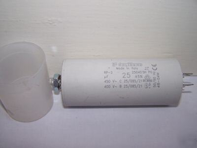 Motor run capacitor 25UF 400/450 volts with plastic cap