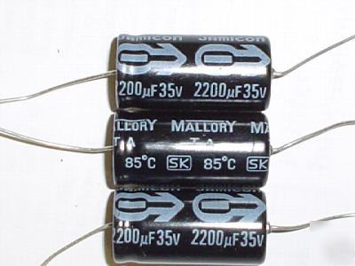 New 50 mallory jamicon 35V 2200UF axial capacitors 