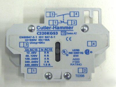 Cutler-hammer C320KGS3 auxiliary contact breaker no-nc