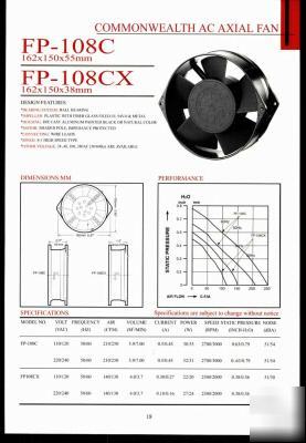 Axial fan commonwealth 172X150X55 fp-108 c 110OR230VAC