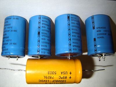 Mixed lot 5 sprague electrolytic capacitor 22,000UF etc
