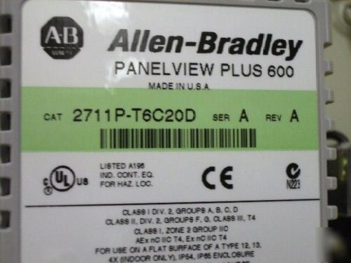 Allen bradley panelview plus 600 2711P-T6C20D
