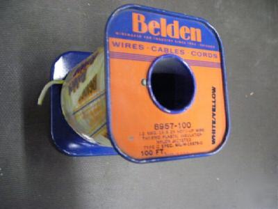 New belden 100' 16 awg 8957 hookup wire white/yellow