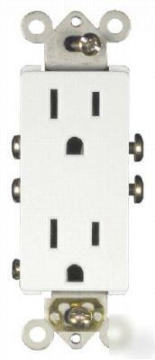 Decorative decora duplex outlet plug receptacle, white