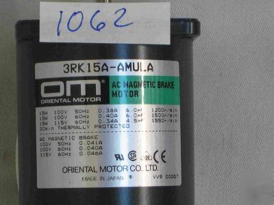 Oriental ac magnetic brake motor 1/50HP 3RK15A-amula