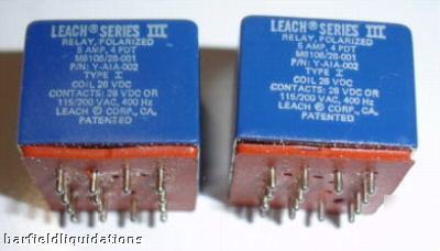 Quantity 2 leach series 3 polarized relays yaia-002