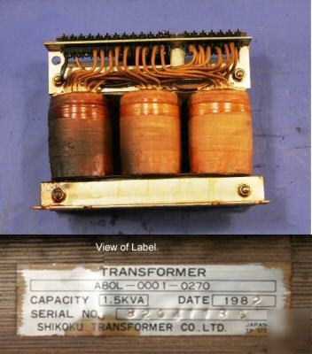 Shikoku A80L-0001-0270 1.5 kva transformer