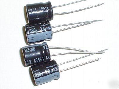 New 100 nichicon 350V 3.3UF hi temp radial capacitors 