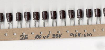 100 uf u 35V radial lead electrolytic cap nichicon 25EA