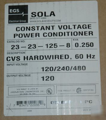  sola servo amplifier power conditioner 23-23-125-8
