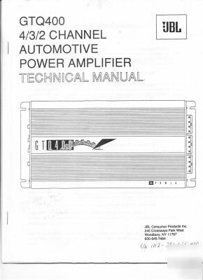 Jbl GTQ400 power amplifier technical service manual pdf