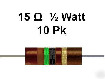 15 ohm 1/2 watt 5% carbon comp resistors (10PCS)