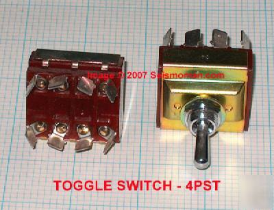 Bat handle toggle switch 4PST 25 a 120 vac / 9 a 250 v