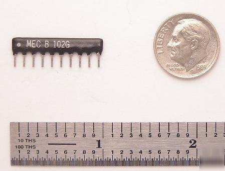 10 pin 5 resistor network isolated 1/8W 2% 1K ohm 50 pc