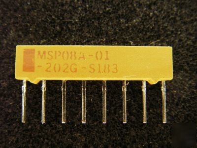  resistor network, MSP08A-01-202G, 2K ohm, 1W, 2%,100V