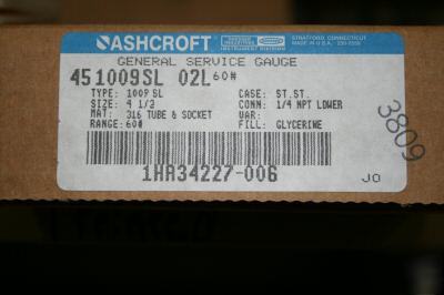 New ashcroft general servic gauge 60 psi - 1/4 npt 