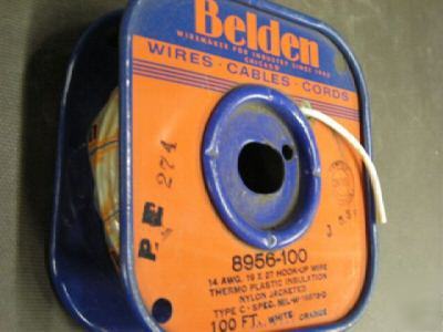 New belden 100' 14 awg 8956 hookup wire white/orange