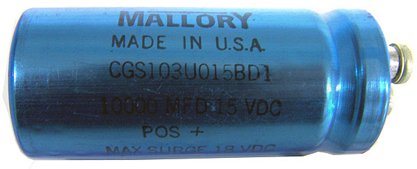 New mallory capacitor 10000 mfd 15 vdc