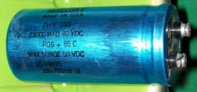 1 mallory electrolytic capacitor 23000 mfd @ 40 vdc,nos