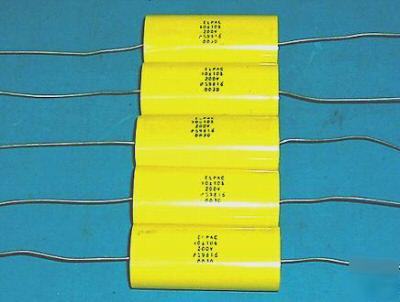 Film capacitor 10UF 10% 200V axial 5PC lot