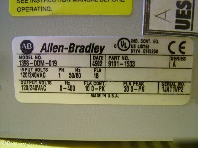 Allen-bradley ultra series servo drive 1398-ddm-019